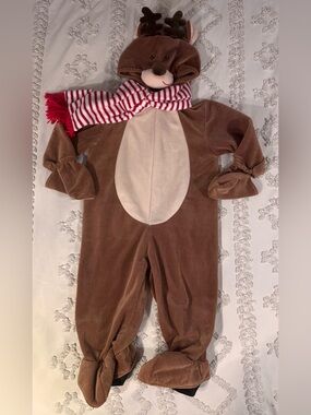 miniwear Brown Reindeer Costume with Red-White Scarf